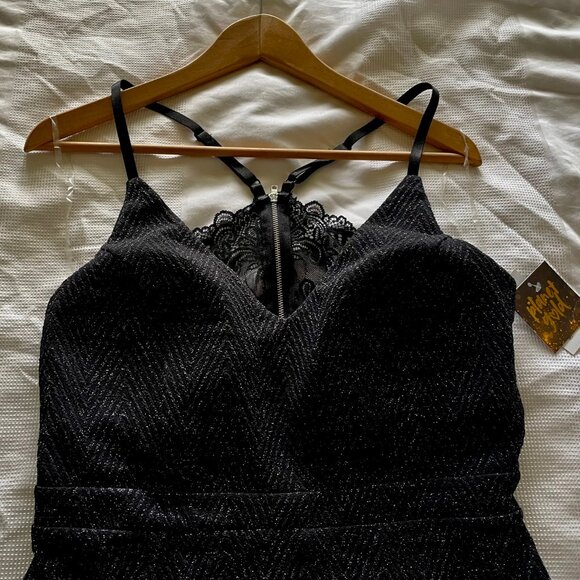NWT Planet Gold Chevron Lurex Stretchy Dressy Dress XL Back Area is Open - Picture 2 of 12